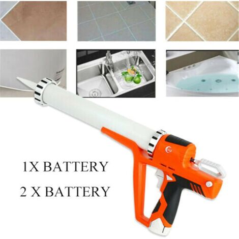 Pistolet à cartouche sans fil pratique 4000N Pistolet à cartouche en silicone avec chargeur 300-600 ml Seringue idéal pour l'application de colle de montage en silicone (2 piles)