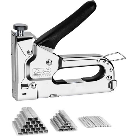 Pistolet à clous 3 en 1 robuste (avec clous de type U 200 + clous de type porte 200 + clous de type T 200) Pistolet à clous manuel pour tissus d'ameublement, matériaux de fixation, décoration, travail