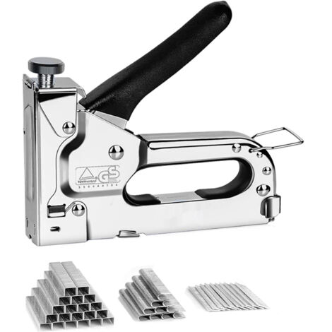 Pistolet à clous 3 en 1 robuste (avec clous de type U 200 + clous de type porte 200 + clous de type T 200) Pistolet à clous manuel pour tissus d'ameublement, matériaux de fixation, décoration, travail