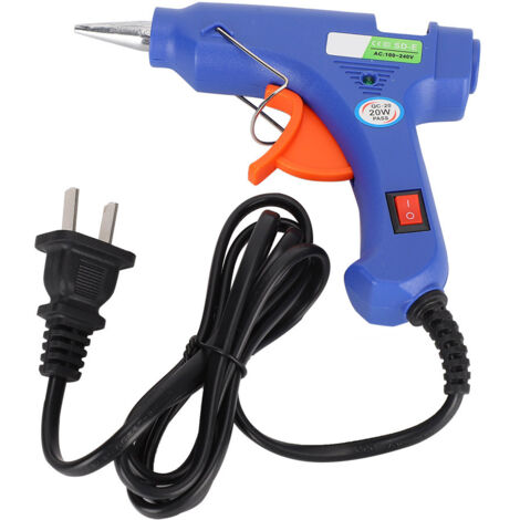 Pistolet à colle chaude 20W pour travaux manuels, compatible 110‑240V, chauffage rapide, usage professionnel et loisirs créatifs