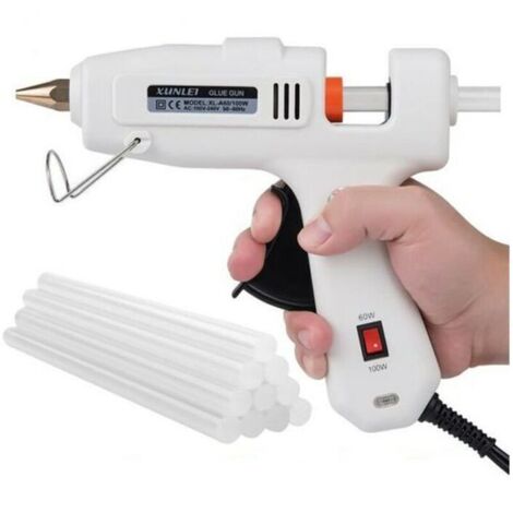 Pistolet à colle chaude réglable avec 10 bâtonnets de colle blanche (20 cm × 10 cm × 4 cm) – Kit complet pour bricolage, loisirs créatifs et réparations précises