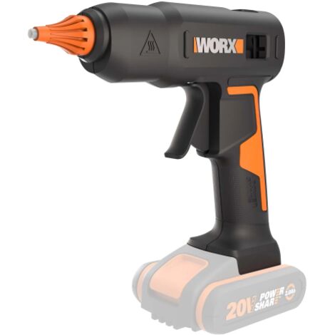 Pistolet à colle chaude Worx WX045.9 20 volts pour bâtonnets de 11 mm, corps de machine pour collage rapide