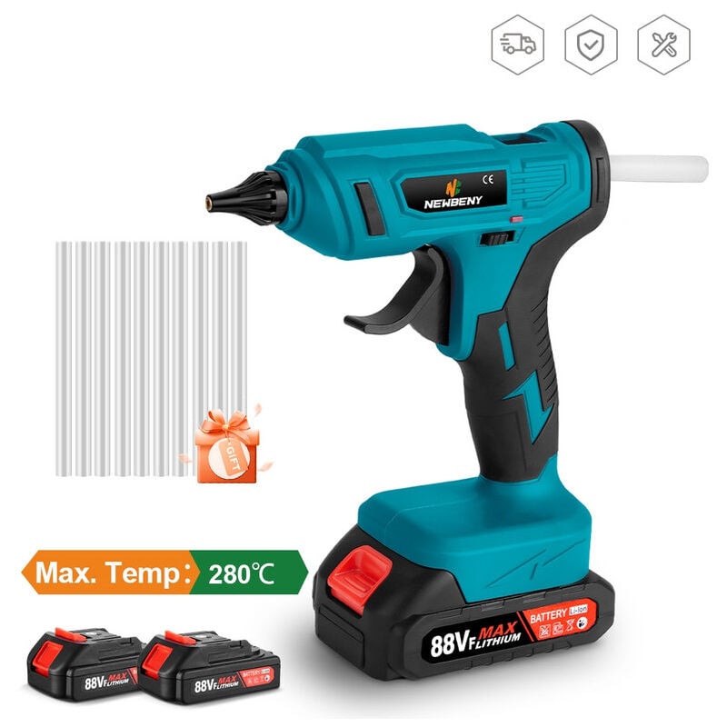 Pistolet à colle portable sans fil 100W, avec 10 bâtons de colle,Pistolet à Colle Electrique de Chauffage Rapide pour Réparation, Art et DIYrapides