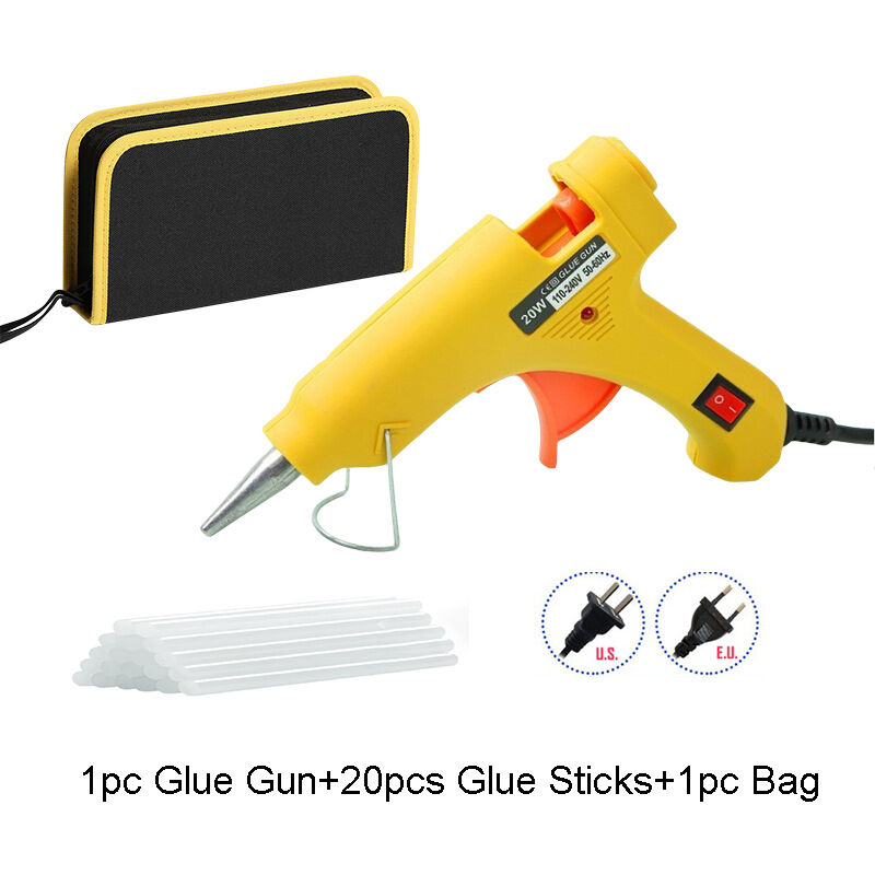 Pistolet à colle thermofusible 20 W, mini pistolet de bricolage domestique, outil de réparation thermoélectrique, bâtons de colle de 7 mm pour