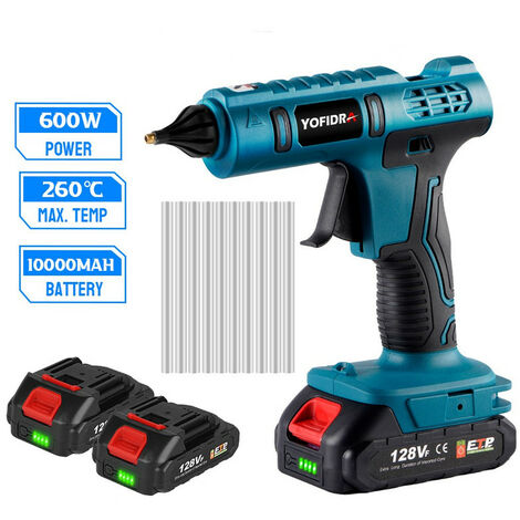 Pistolet à colle thermofusible ONEVAN + 10 bâtons de colle + 2 pièces batterie au lithium 18v sans fil 600w pistolet à air chaud
