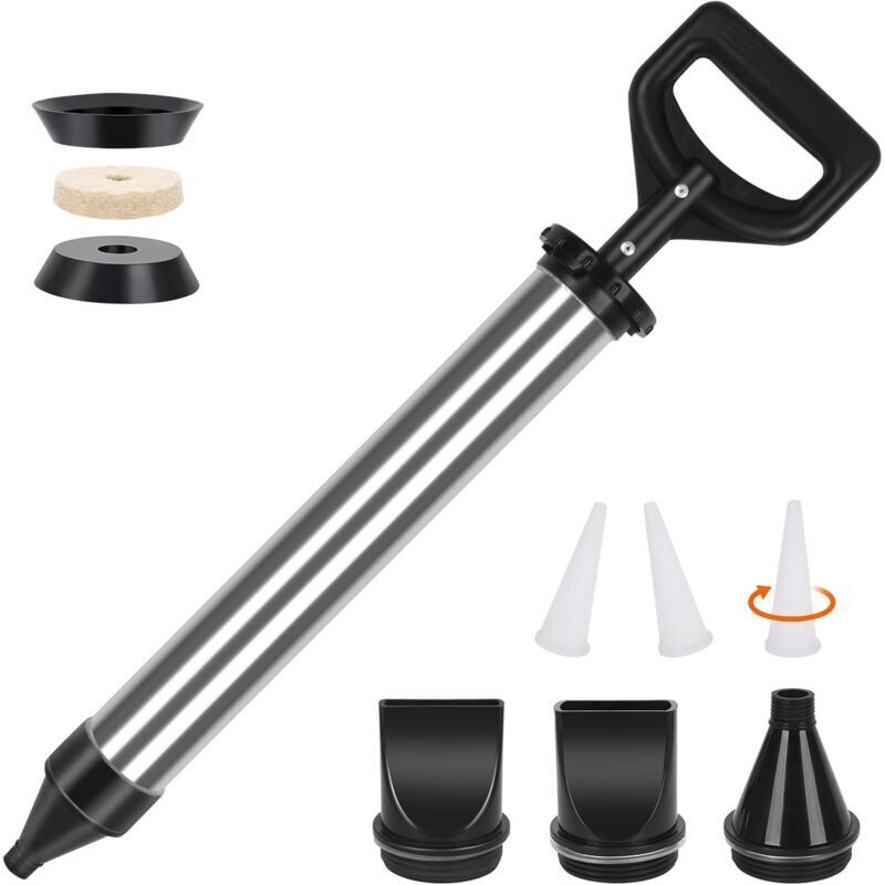 Pistolet à coulis pour mortier - Pompe à mortier en acier inoxydable, seringue à mortier - Manuel, avec 4 buses-
