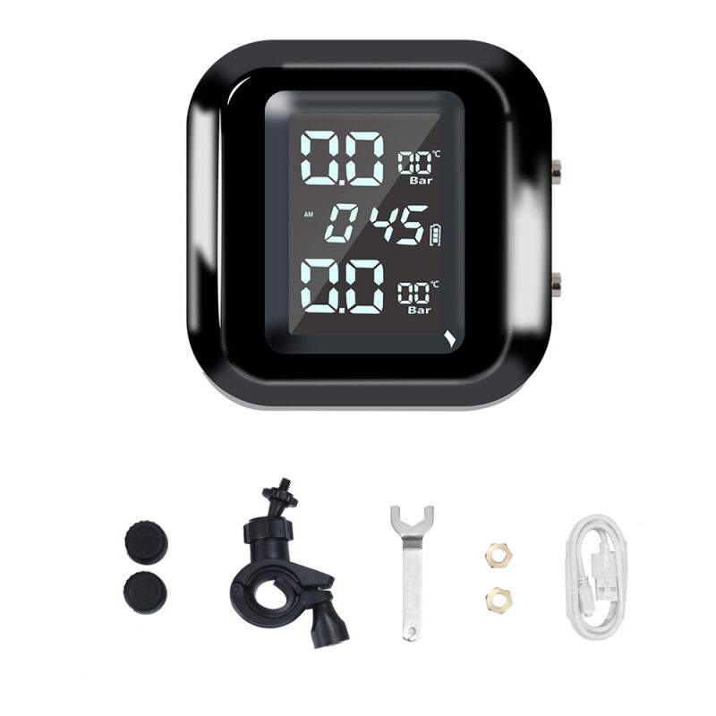 LIFCAUSAL Détecteur de Pression de Pneus pour Moto Système de Surveillance TPMS Sans Fil Étanche avec 2 Capteurs Externes