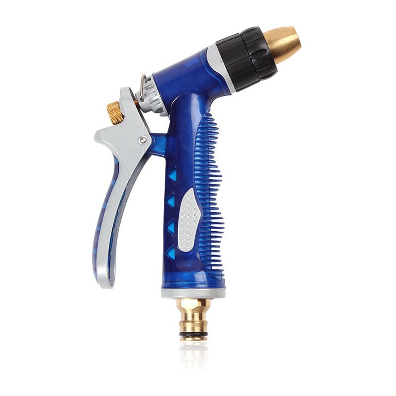 Pistolet à eau de lavage de voiture en cuivre pur bleu de mer, buse de jardinage réglable, pistolet à eau en alliage de zinc pour lavage de voiture à