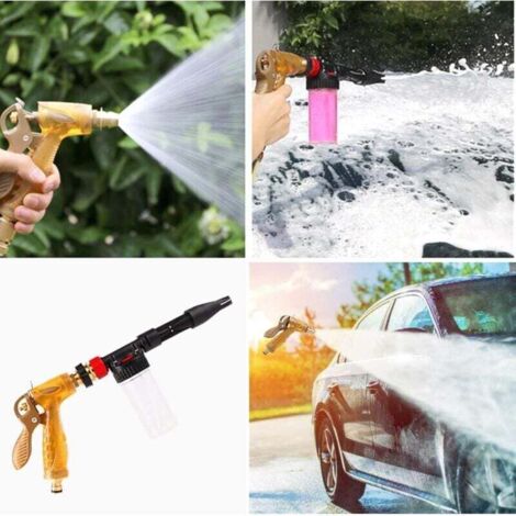 Pistolet à Eau de Voiture Pistolet à Eau Voiture Spray Voiture Nettoyage Mousse Pistolet buse en métal 2 en 1 pulvérisation Manuelle Mousse Nettoyage Pistolet pour Voiture fenêtre Jardin