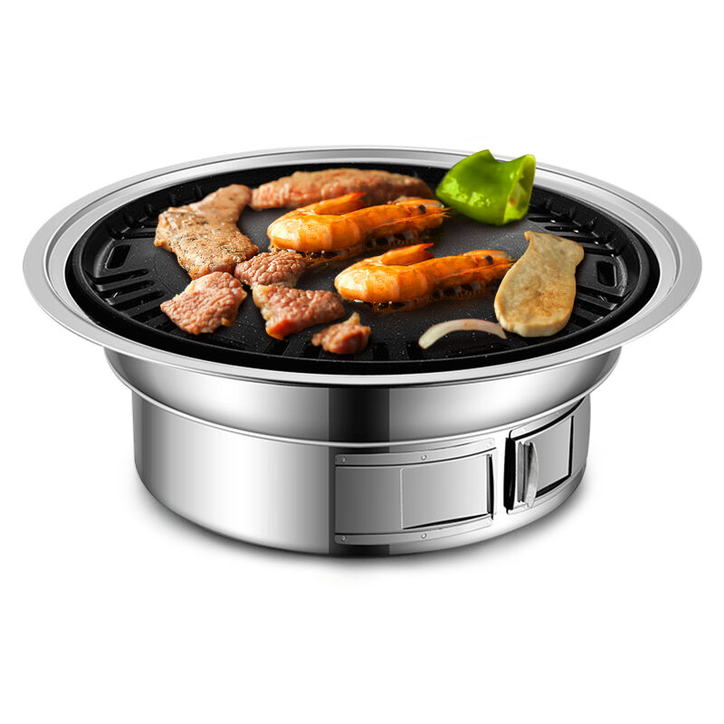 LIFCAUSAL Grill au Charbon Coréen Antiadhésif Portable en Acier Inoxydable pour Cuisson en Extérieur et Camping