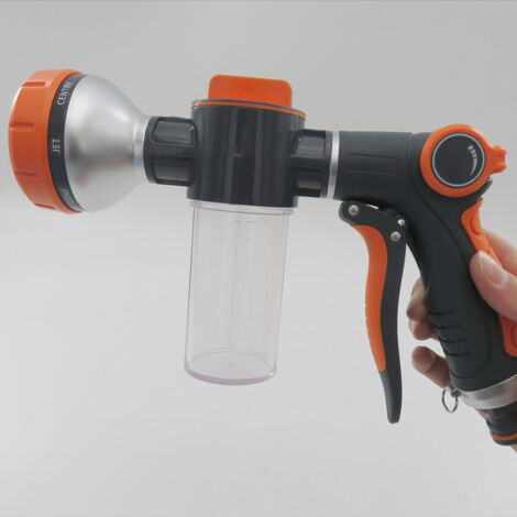 Pistolet à eau multifonctionnel pour lavage de voiture, buse de pulvérisation pour fleurs, lavage à mousse, lavage de voiture domestique, pistolet à eau à 8 fonctions par simple pression du pouce