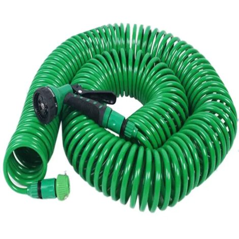 Pistolet à eau pour arrosage automatique, 8 fonctions, avec buse et tuyau d'arrosage flexible et extensible de 7,6 m (25 pi), portable et portable.