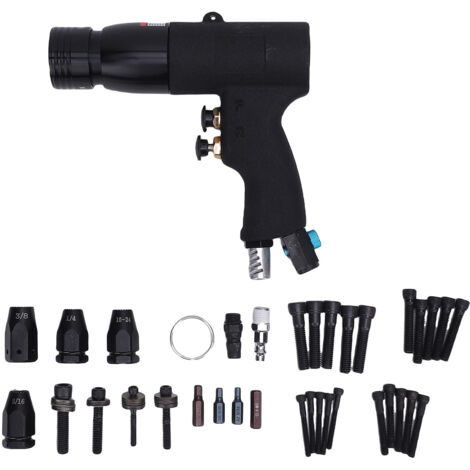Pistolet à écrou à rivets pneumatique, Kit d'air 400 tr/min avec tête 1/4 pouces 5/16 pouces 3/8 pouces 10/24 pouces pour M8 à M10