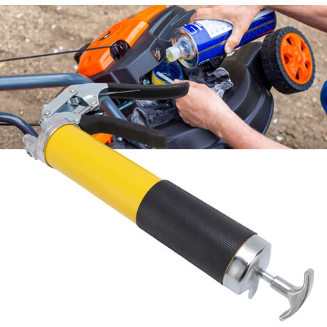 Pistolet à Graisse Manuelle Haute Pression 10000PSI avec Tuyau Allongé et Deux Buses Incluses Compatible Cartouche 400CC-KZQ