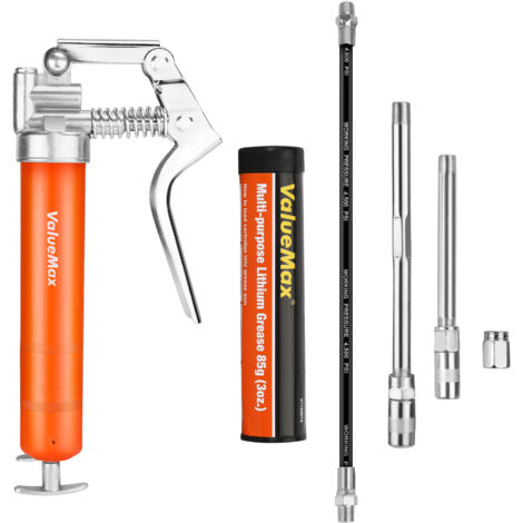 Pistolet à graisse professionnel 3000 PSI – Tuyau flexible 300 mm – Acier chromé – Design anti-fuite pour espaces confinés