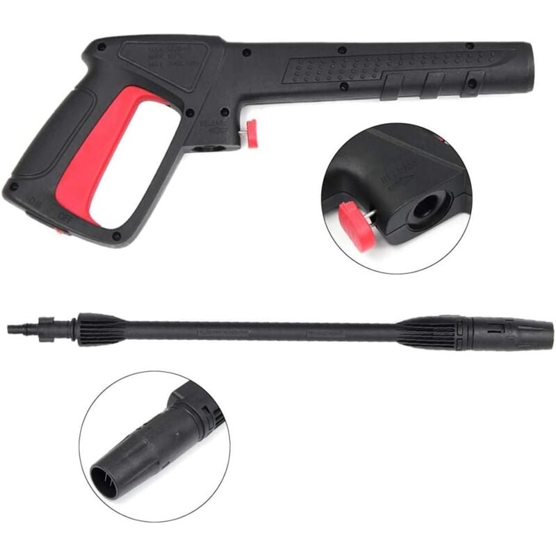 Aiperq - Pistolet à haute pression pour lavage de voiture, pistolet à eau, pistolet de nettoyage à mousse, prise rapide, tige d'extension