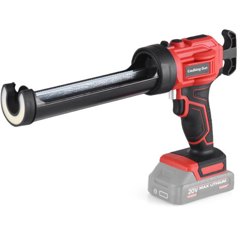 Pistolet à mastic sans fil 20 V，Kit d'outils Pistolet extrudeur, 4 vitesses réglables et éclairage LED pour le remplissage et l'étanchéité (batterie non incluse) - Rouge