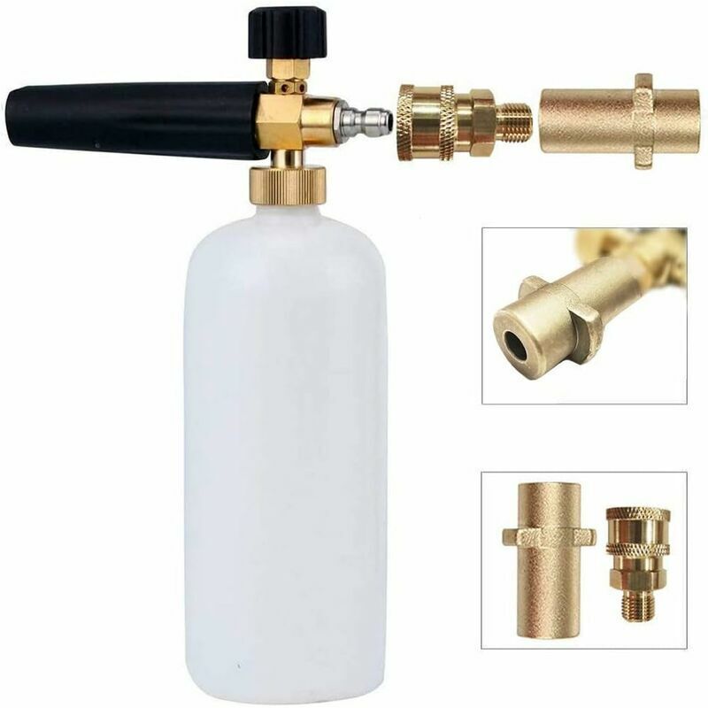 Start - Pistolet à mousse à pression, pistolet à mousse à neige réglable 1L distributeur de savon compatible avec 1/4 à dégagement rapide et Karcher