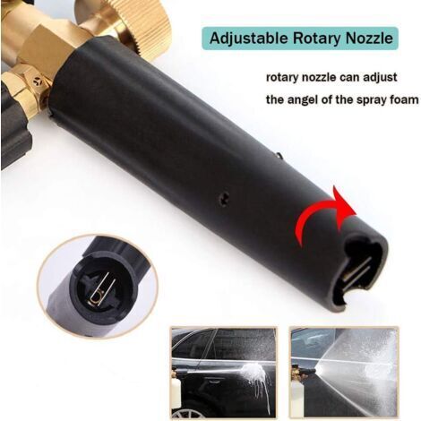 Pistolet à mousse de 1 litre pour nettoyeur haute pression – compatible avec les marques Lavor/Parkside/Spear et Jackson – angle de pulvérisation réglable – construction en laiton