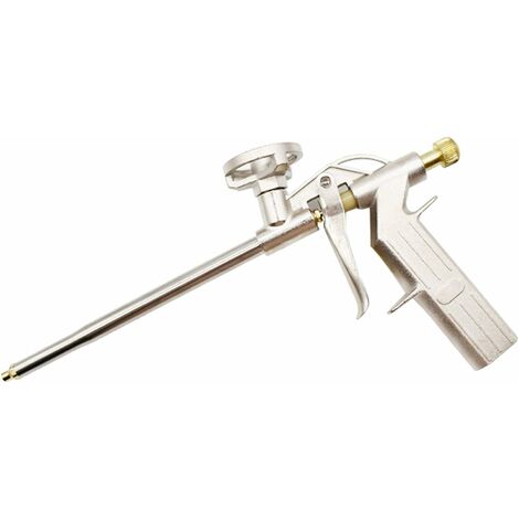 Pistolet à mousse, pistolet à mousse de polyuréthane de calfeutrage de construction, pistolet à mousse expansible en métal PU robuste pour calfeutrer, remplir, sceller (doré)