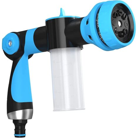 Pistolet à mousse réglable avec 8 modes de pulvérisation et distributeur de savon pour le nettoyage des voitures, des plantes et des animaux domestiques