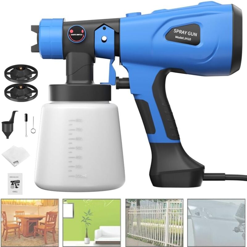 Lucn - Pistolet à Peinture, 1000ML hvlp Pistolet à Peinture électrique avec 3 Buses (1.5MM/2.5MM/3MM) et 3 modèles de Peinture, Pistolet à Peinture