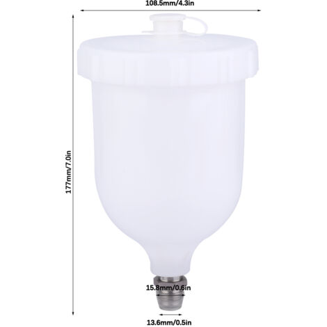 Pistolet à peinture de 600 ml avec pot à gravité en plastique pour D-evilbiss GTI / T-EKNA Pro Pri FLG