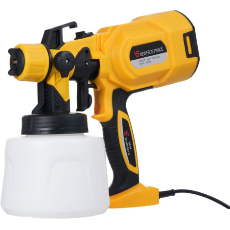 Pistolet à peinture électrique 850 W pour peinture à l'eau, 3 modes de pulvérisation, réservoir de 1 400 ml, livré avec 4 buses en cuivre (Φ0,8 mm/1,2 mm/1,8 mm/2,5 mm)
