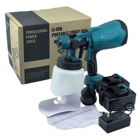 Pistolet à peinture électrique rechargeable sans fil, bleu – 3 modes de pulvérisation – Pour peinture maison, rénovation intérieure et mobilier de jardin