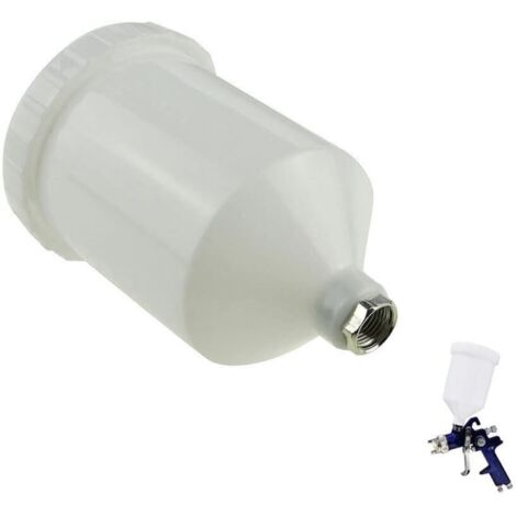 Pistolet à Peinture HVLP, gobelet en Plastique de 600ml avec connecteur fileté, Convient à la Plupart des Pistolets de pulvérisation de la série Automobile