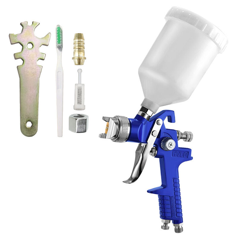 Sjqka - Pistolet a Peinture hvlp H-827P -Pistolet de Peinture carrosserie avec godet de 600 ml et buse en Acier Inoxydable 1.7mm
