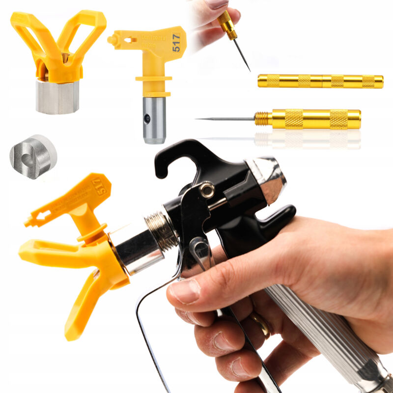 Pistola per verniciatura Rosfix per l'unità con ugello 517 + punzone Rosfix Golden per la pulizia della pistola per verniciatura