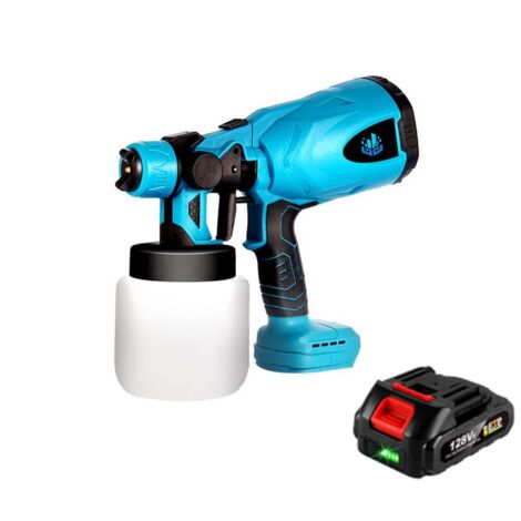 Pistolet à peinture sans fil 800ml | Pulvérisateur de peinture électrique - Outil de pulvérisation pour makita 18v batterie - Bleu avec 1 batterie 128vf