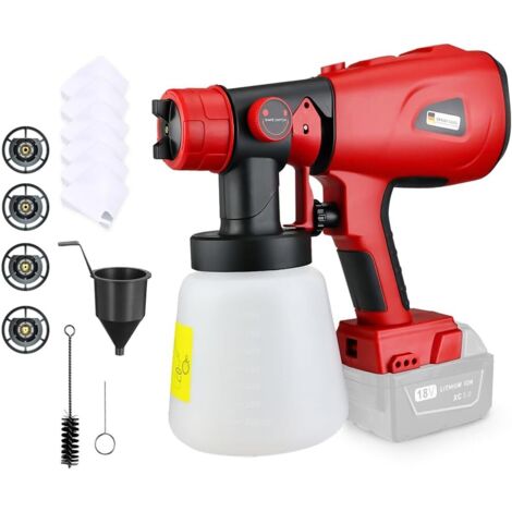 Pistolet à peinture sans fil compatible Milwaukee M18 18V – 4 buses en cuivre – Débit 650 ml/min – Pour pulvérisation précise
