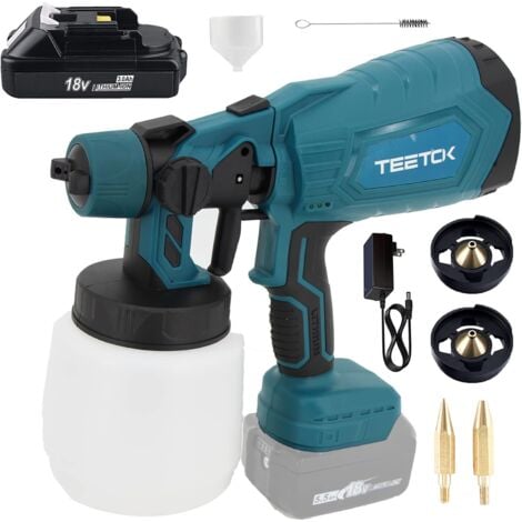 Pistolet à Peinture,Compatible avec la batterie Makita, pistolet à peinture électrique pour peindre les murs, plafonds, meubles, pulvérisateur de clôture de jardin, 1000ml (1x batterie et chargeur)
