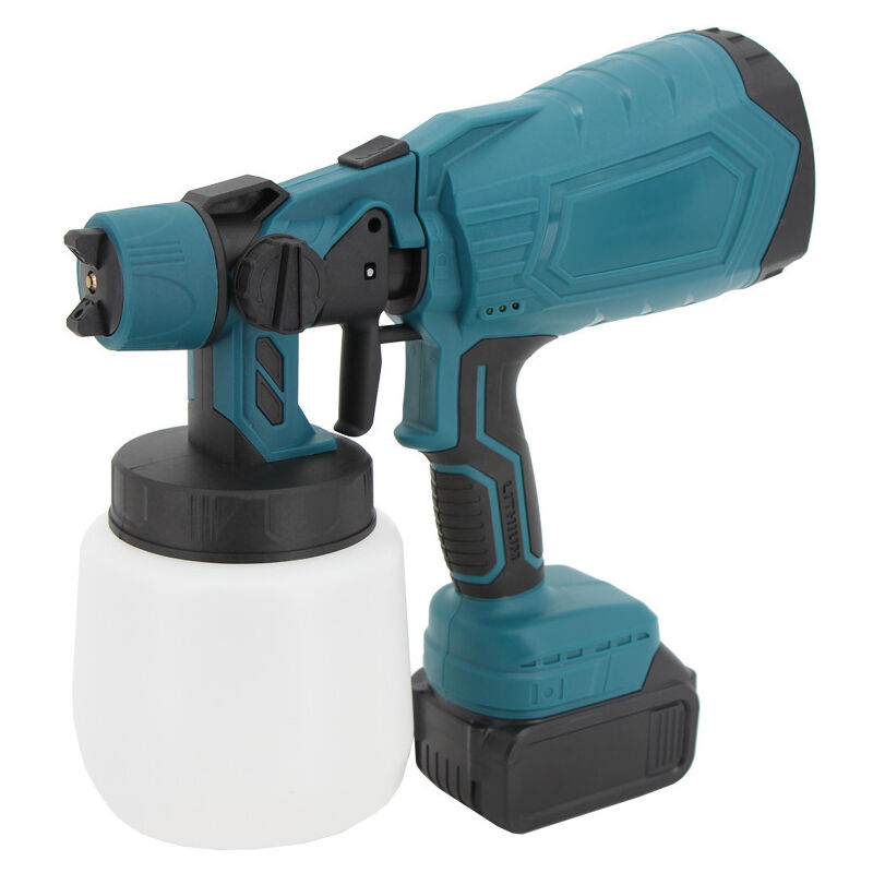 Pistolet à peinture,Pistolet de pulvérisation sans fil 1000ML, pulvérisateur de peinture murale de clôture électrique sans air HVLP + 2 batteries