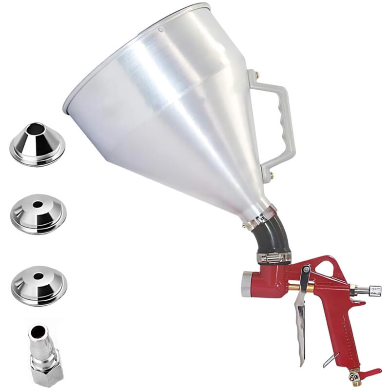 Yozhiqu - Pistolet à plâtre pneumatique, pulvérisateur de peinture, pistolet à plâtre pneumatique, pot en aluminium de 6 litres + 3 buses pour