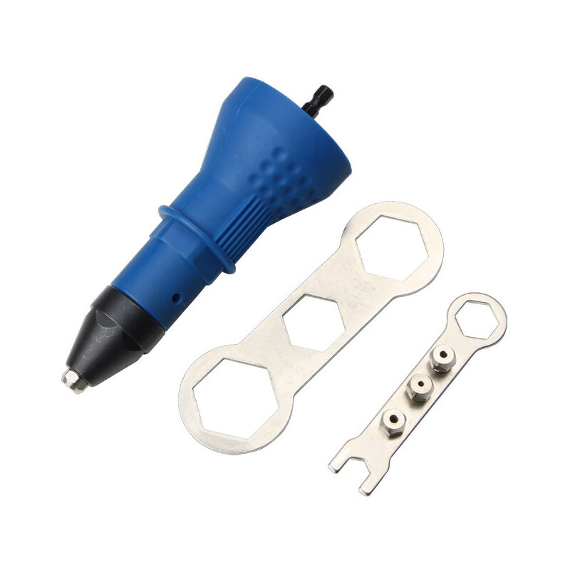 Pistolet à rivet pour perceuse sans fil électrique - Outil de rivetage sans fil - Adaptateur d'écrou - Avec 3 têtes convertibles
