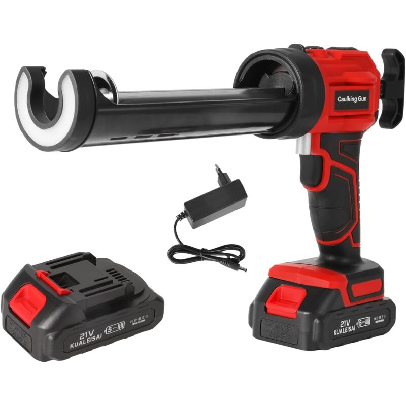 Pistolet à Silicone électrique 21V, pistolet à colle sans fil pour Joints, Pistolet à Cartouche Électrique avec lumière LED, 4 vitesses réglables,