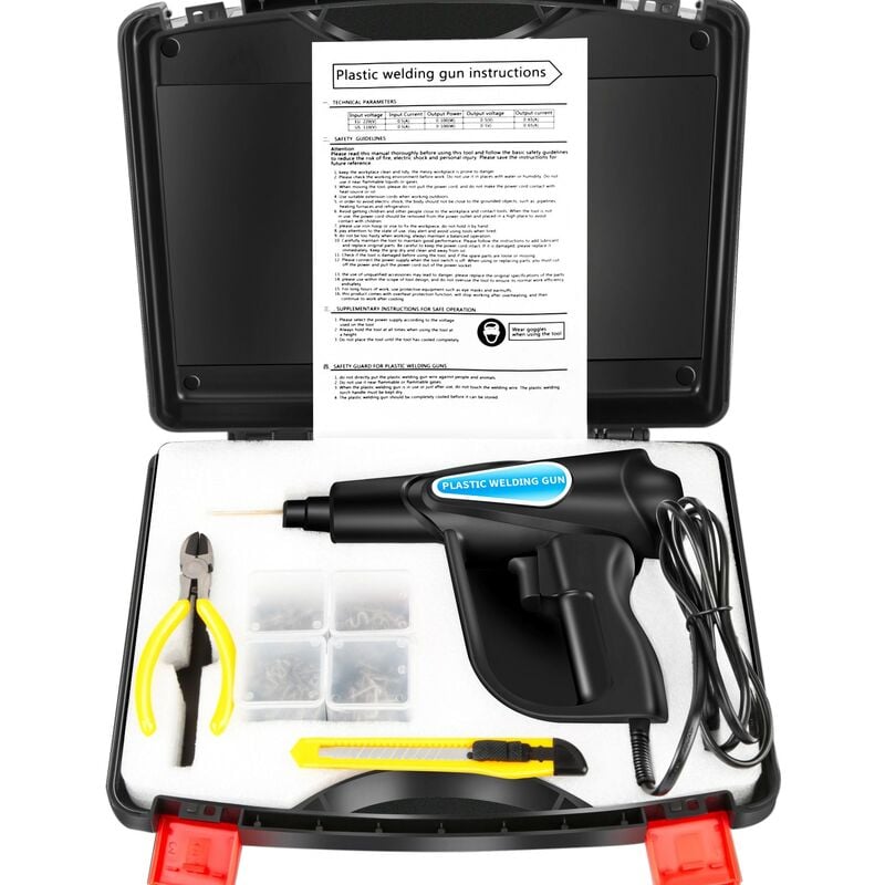 Jusch - Pistolet à souder, 4 types d'agrafes, éclairage led, noir