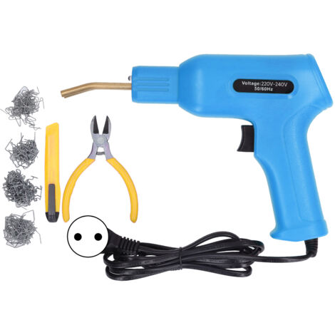 Pistolet à Souder Plastique 50W pour Réparation Pare-chocs Auto, Kit avec 4 Types de Clous et Prise UE 220-240V Bleu