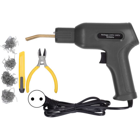 Pistolet à Souder Plastique 50W pour Réparation Pare-chocs Auto, Kit Soudure Plastique avec 4 Types de Clous, Prise EU 220-240V Noir