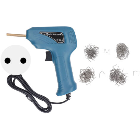 Pistolet à Souder Plastique avec Agrafeuse Robuste pour Réparation de Pare-chocs, Kit Soudeur Plastique 200-240V Bleu Cyan avec Prise EU