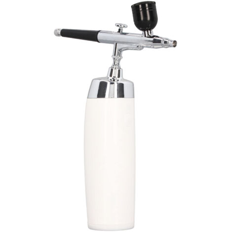 Pistolet aérographe rechargeable USB portable, kit maquillage et art avec godet et compte-gouttes, couleur blanche.