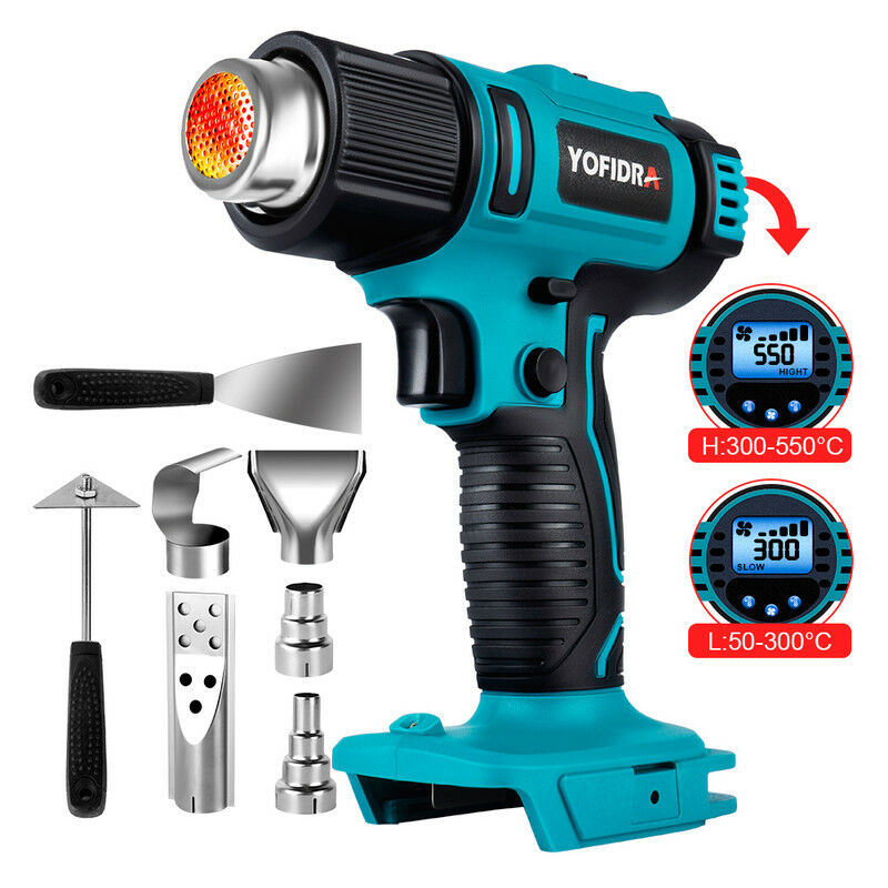 Onevan - Décapeur thermique professionnel 1500W avec affichage de la température à LED(50-550℃) 6 Vitesses réglables pistolet à chaleur avec 7
