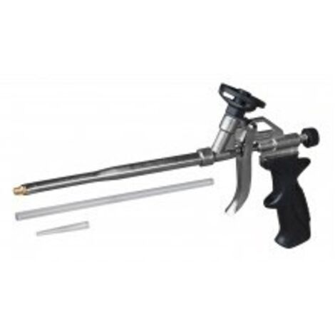 Pistolet Applicateur Mousse PU Expansive Pistolable Professionnel - Corps Aluminium Nickele - Revetement PTFE - Buse de Precision - OUTIFRANCE