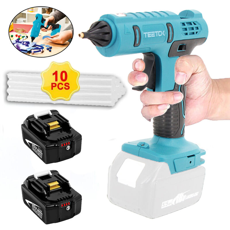 Pistolet à colle,Pistolet à colle sans fil, remplace le pistolet thermofusible sans fil 18 v au lithium anti-goutte + 10 bâtons de colle 11 mm pour
