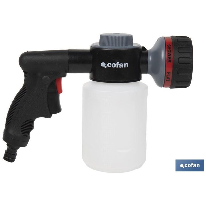 Pistolet d'arrosage 6 positions réglables 25x9x17,5cm et réservoir distributeur de savon 500ml