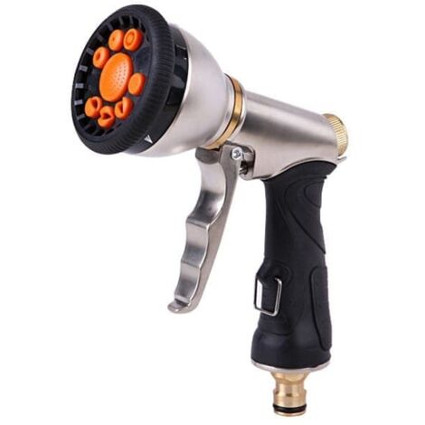 Pistolet d'arrosage à jets multiples - 9 modes de jet réglables  Pluie fine ou nettoyage puissant  Raccord de tuyau universel - AquaForge