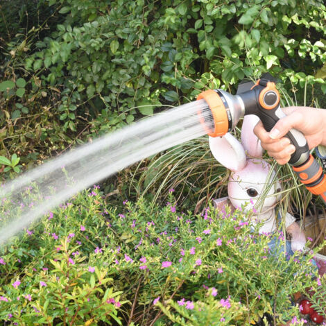 Pistolet d'arrosage de jardin avec 8 modes de pulvérisation réglables, pistolet multifonctionnel avec débit d'eau contrôlable, peut également être utilisé pour le lavage de voiture et le nettoyage de 